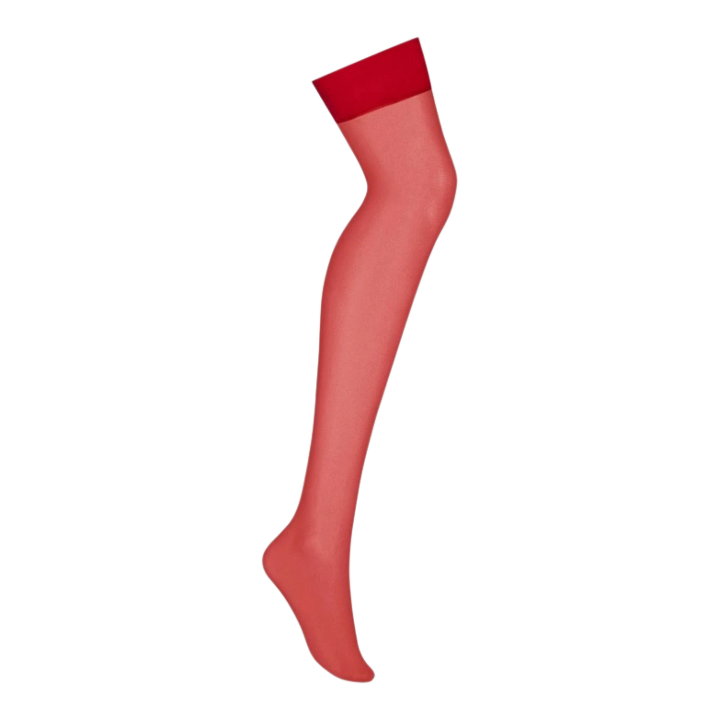 Bas rouge autofixant en nylon élasthanne, vue détaillée à plat sur fond blanc - Oh My God'Z