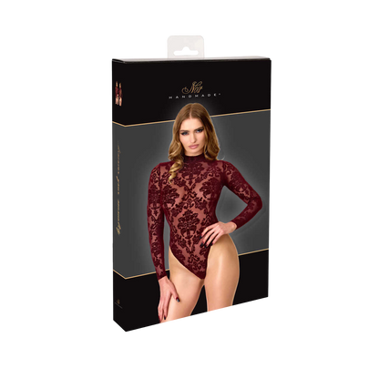 Packaging noir et or Noir Handmade du body bordeaux en tulle floque transparent a manches longues - Oh My God'Z