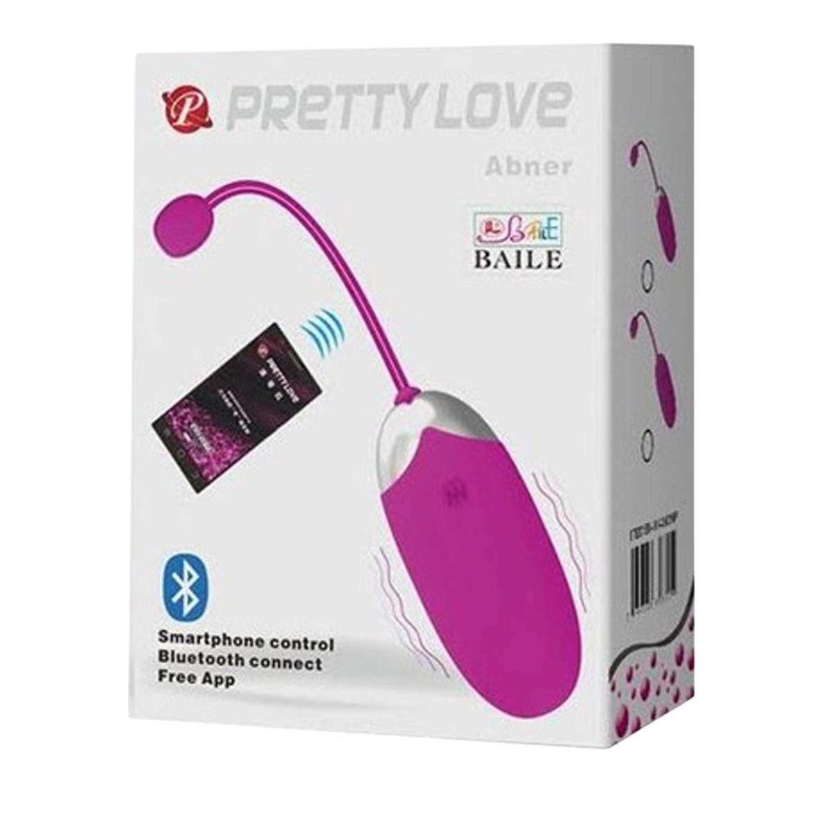 Boite d'emballage blanche Pretty Love Abner illustrant l'oeuf vibrant rose connecte Bluetooth - Oh My God'Z