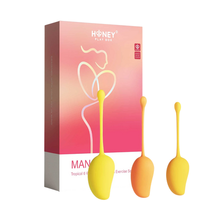 Coffret Mango 6 boules de geisha progressives en silicone jaune et orange avec packaging rose - Oh My God'Z