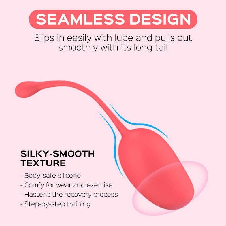 Design ergonomique de la boule de geisha Mango en silicone rose avec longue tige de retrait seamless - Oh My God'Z