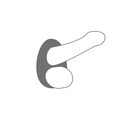 Schema d'utilisation du cockring Dorcel gris en silicone, placement autour du penis et des testicules - Oh My God'Z