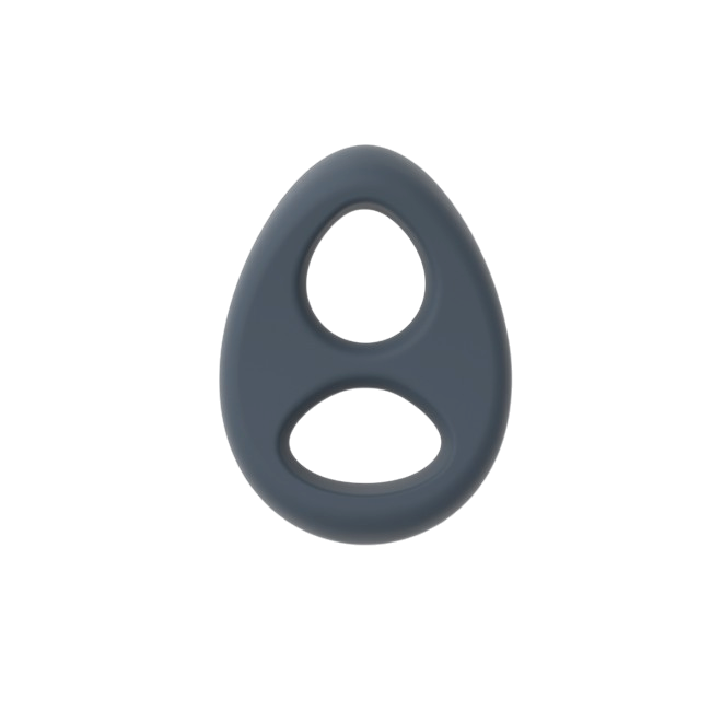 Cockring Liquid-Soft Dorcel gris en silicone ultra doux, forme goutte a deux anneaux, vue de face - Oh My God'Z