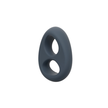 Cockring Dorcel Liquid-Soft gris en silicone souple vu de trois quarts, double anneau penis et testicules - Oh My God'Z