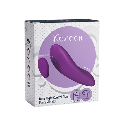 Boite d'emballage de la culotte vibrante connectee Date Night Xocoon violette, application gratuite - Oh My God'Z