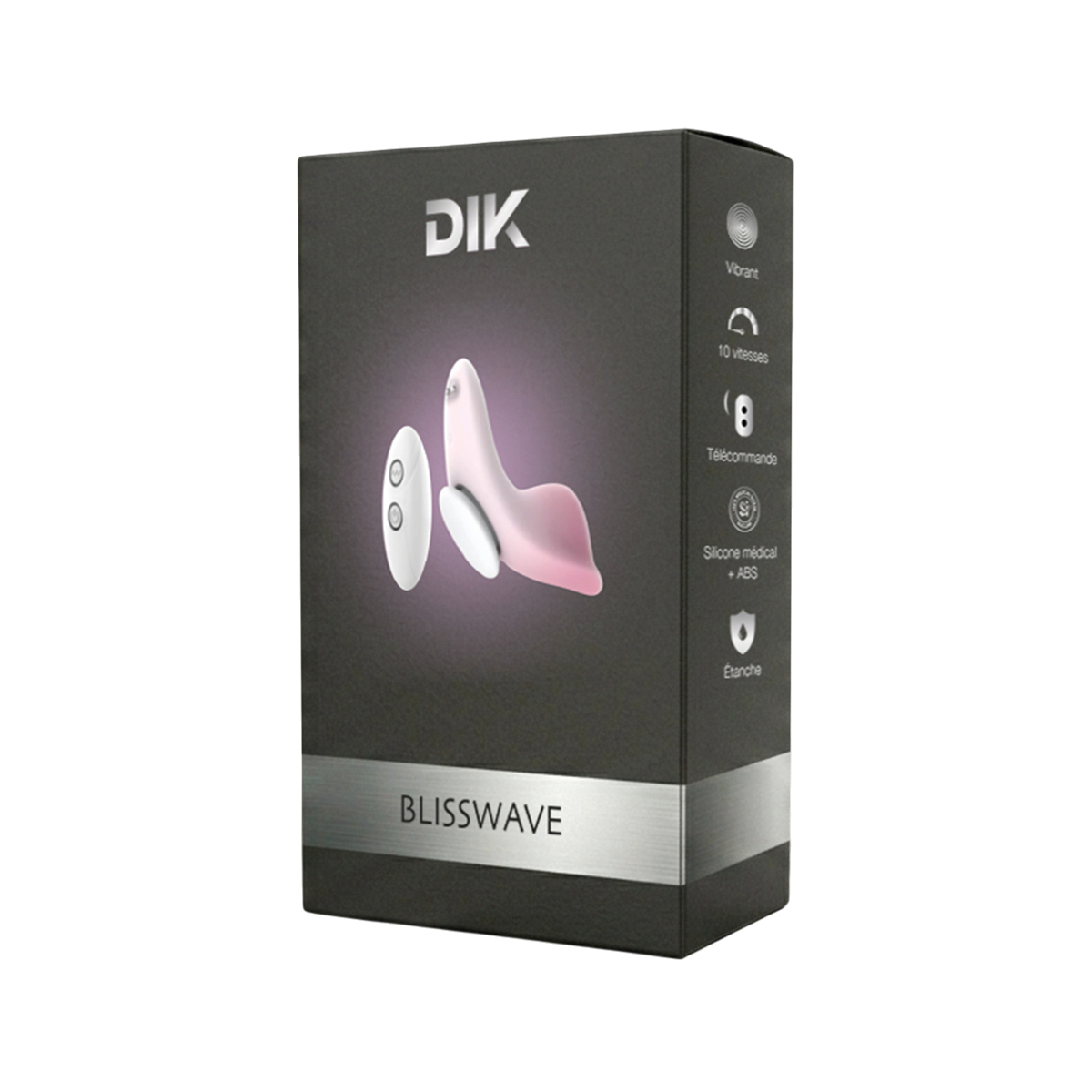 Boite noire de la culotte vibrante telecommandee Blisswave DIK, visuel du sextoy rose et telecommande - Oh My God'Z