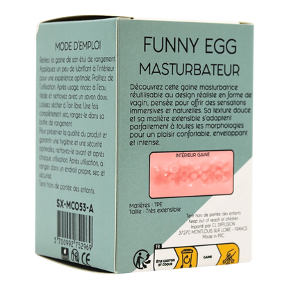 Détails boîte Funny Egg instructions mode emploi masturbateur TPE gaine réutilisable format œuf - Oh My God'Z