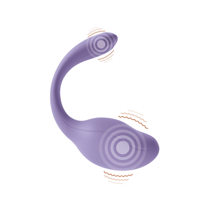 Schema des deux moteurs vibrants du double stimulateur Smart Dream en silicone violet, forme en U - Oh My God'Z
