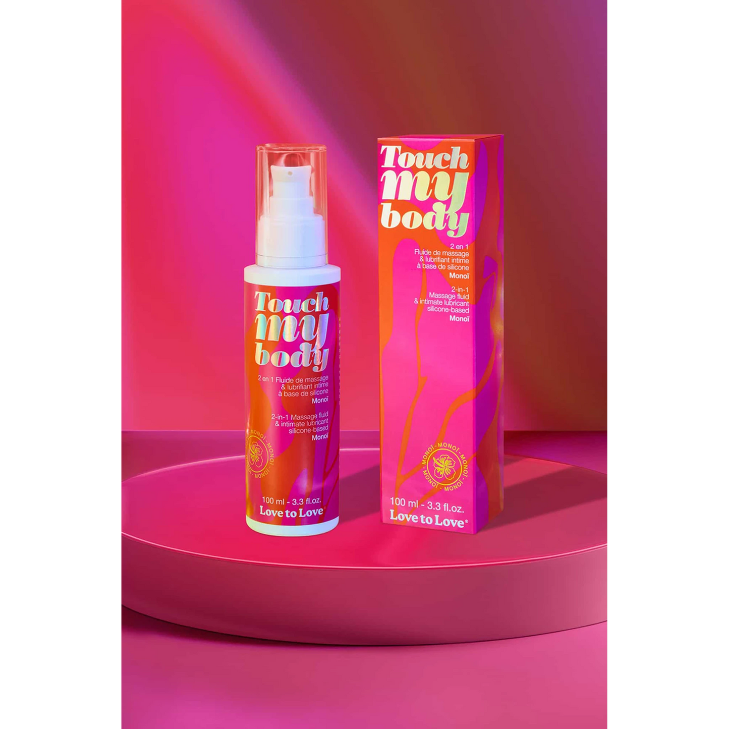 Fluide massage lubrifiant Touch My Body monoï 100ml avec packaging rouge orange - Oh My God'Z