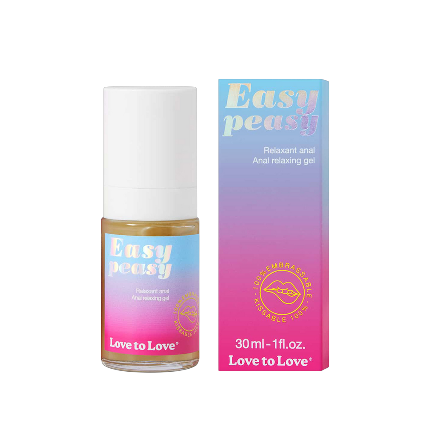 Gel relaxant anal Easy Peasy 30ml avec packaging dégradé bleu et rose - Love to Love - Oh My God'Z
