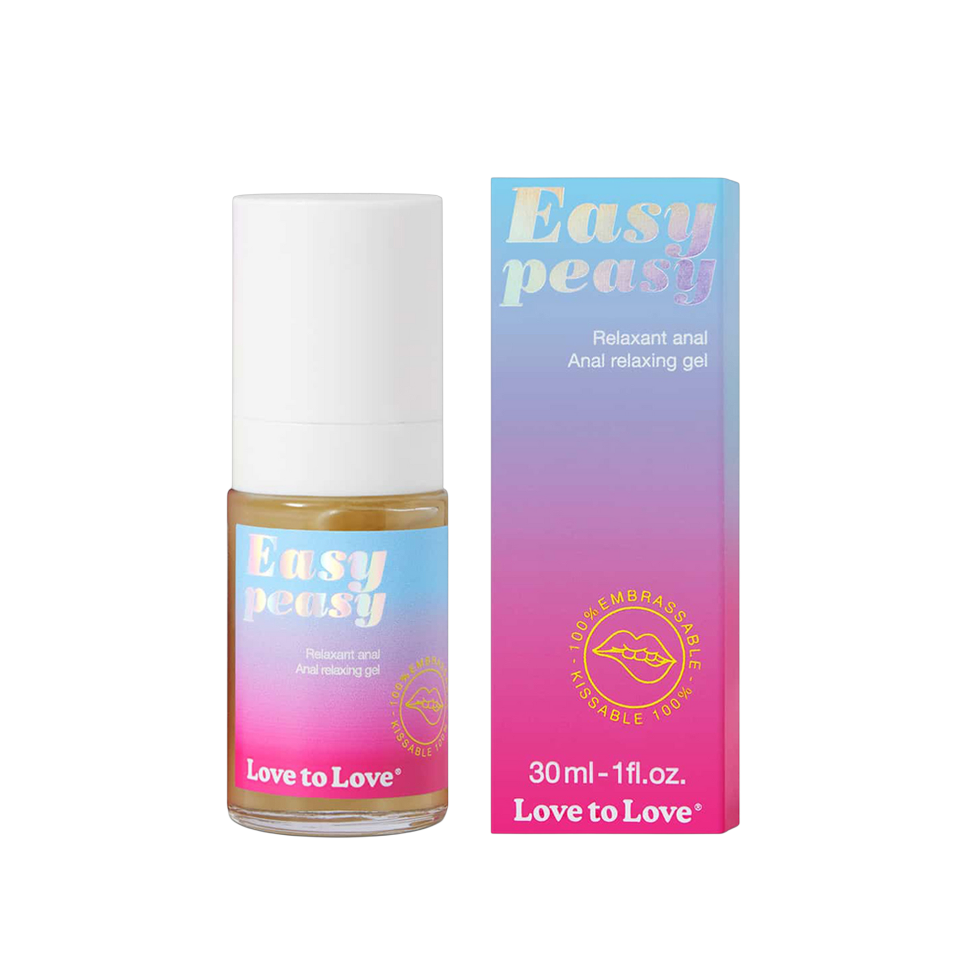 Gel relaxant anal Easy Peasy 30ml avec packaging dégradé bleu et rose - Love to Love - Oh My God'Z
