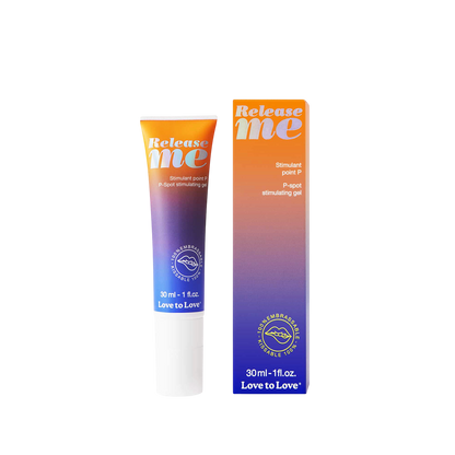 Gel stimulant point P Release Me Love to Love 30 ml, tube degrade orange violet et sa boite - Oh My God'Z