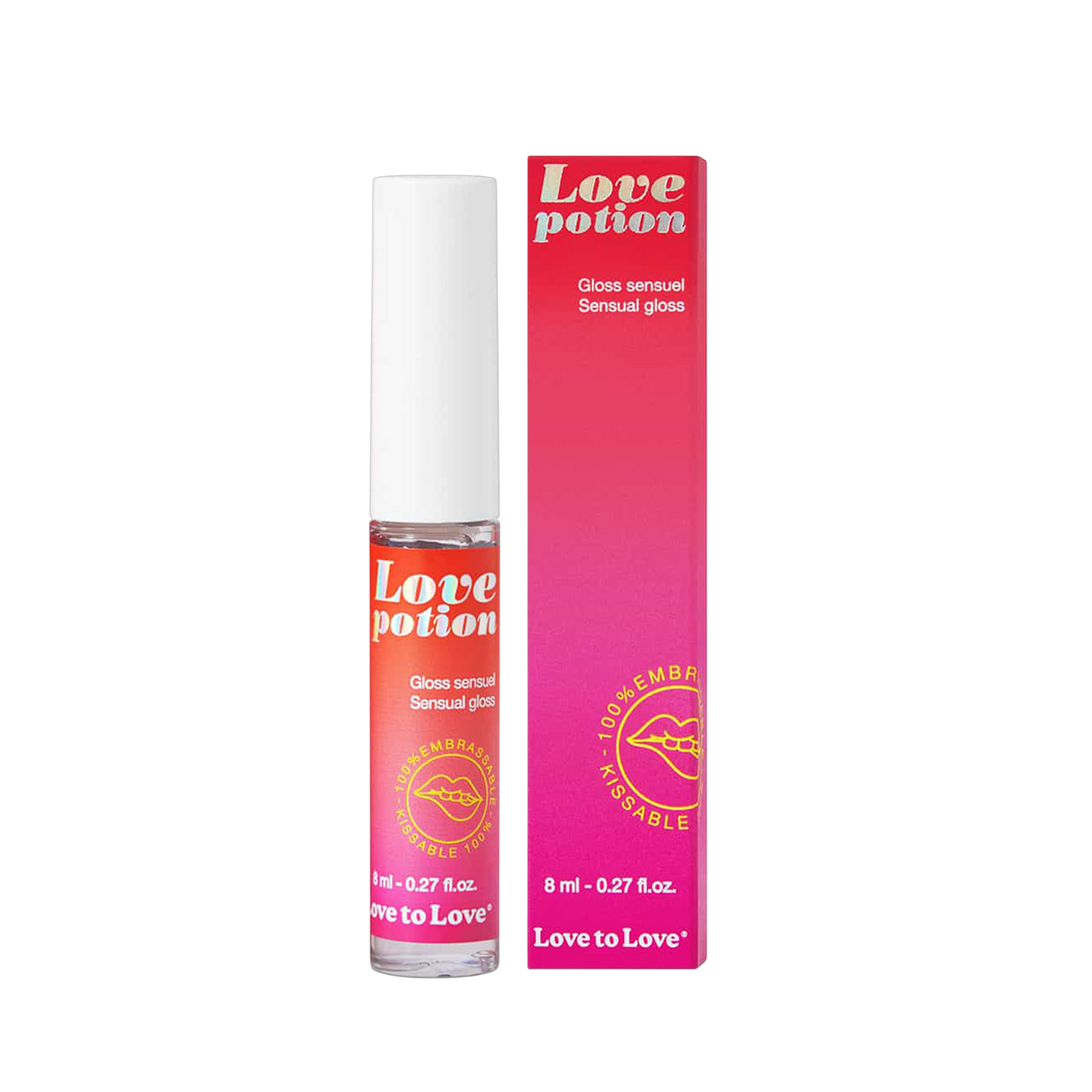 Gloss sensuel Love Potion 8ml effet chaud-froid et son packaging rouge dégradé Love to Love - Oh My God'Z

