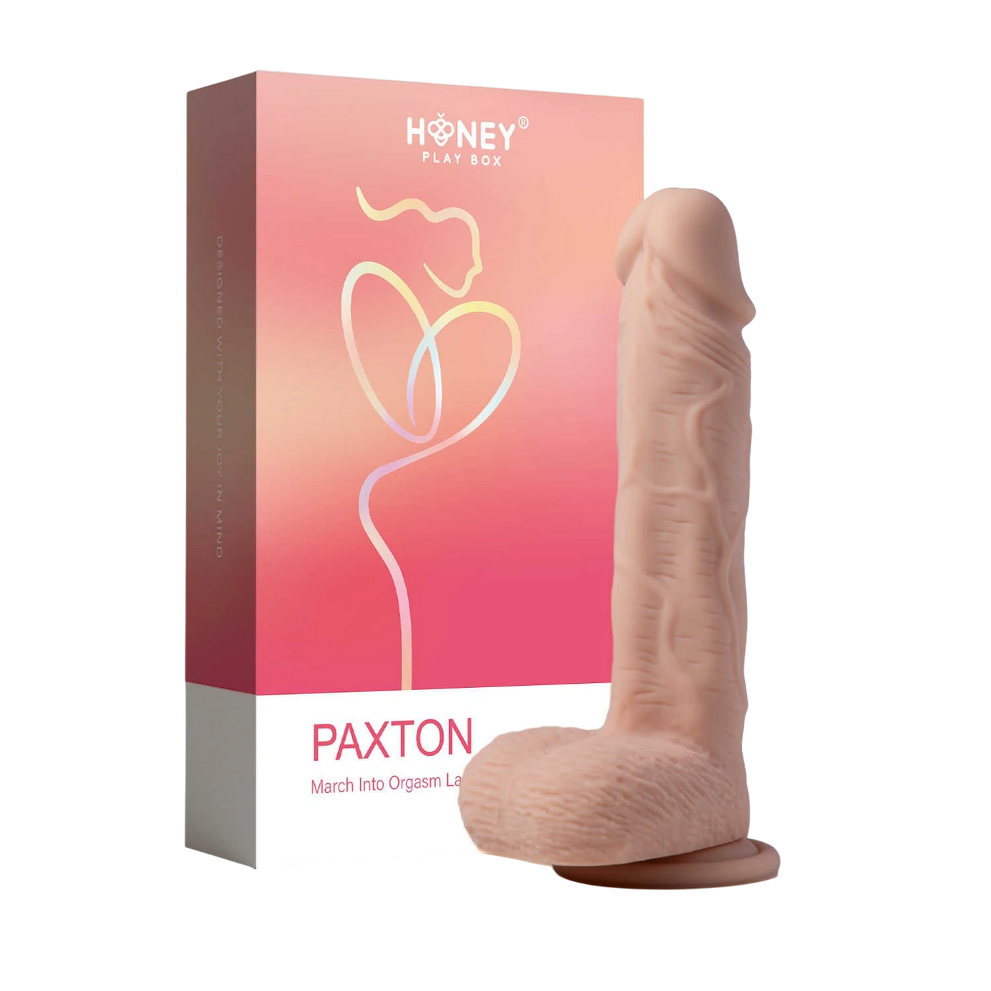 Gode réaliste vibrant Paxton couleur chair avec boîte Honey Play Box sur fond blanc - Oh My God'Z