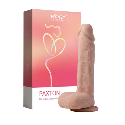 Gode réaliste vibrant Paxton couleur chair avec boîte Honey Play Box sur fond blanc - Oh My God'Z