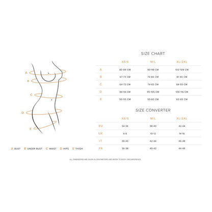 Guide des tailles pour guêpière Emperita : mesures buste, taille, hanches, conversion EU UK IT FR - Oh My God'Z