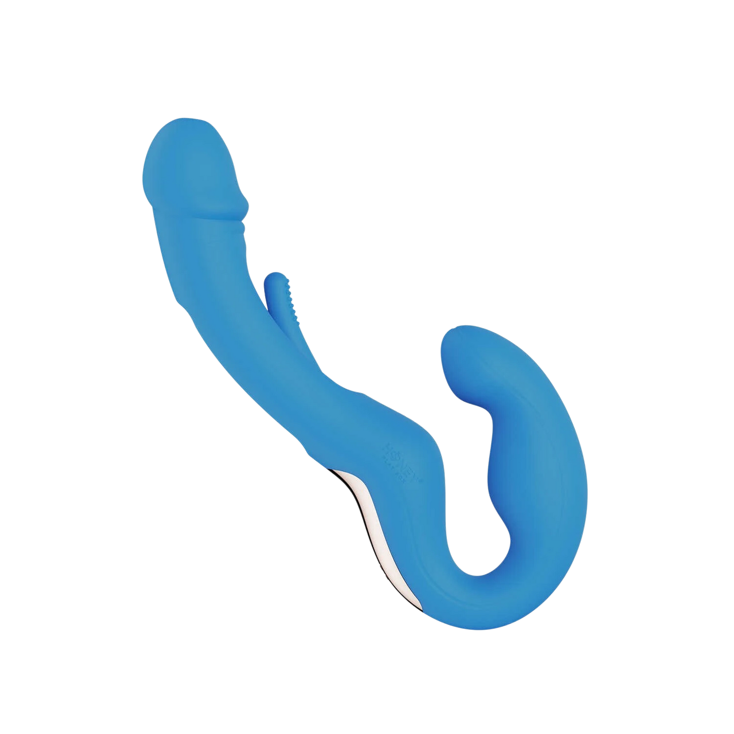 Accessoire intime Harmony Duo strap-on vibrant bleu double stimulation en silicone doux - Oh My God'Z