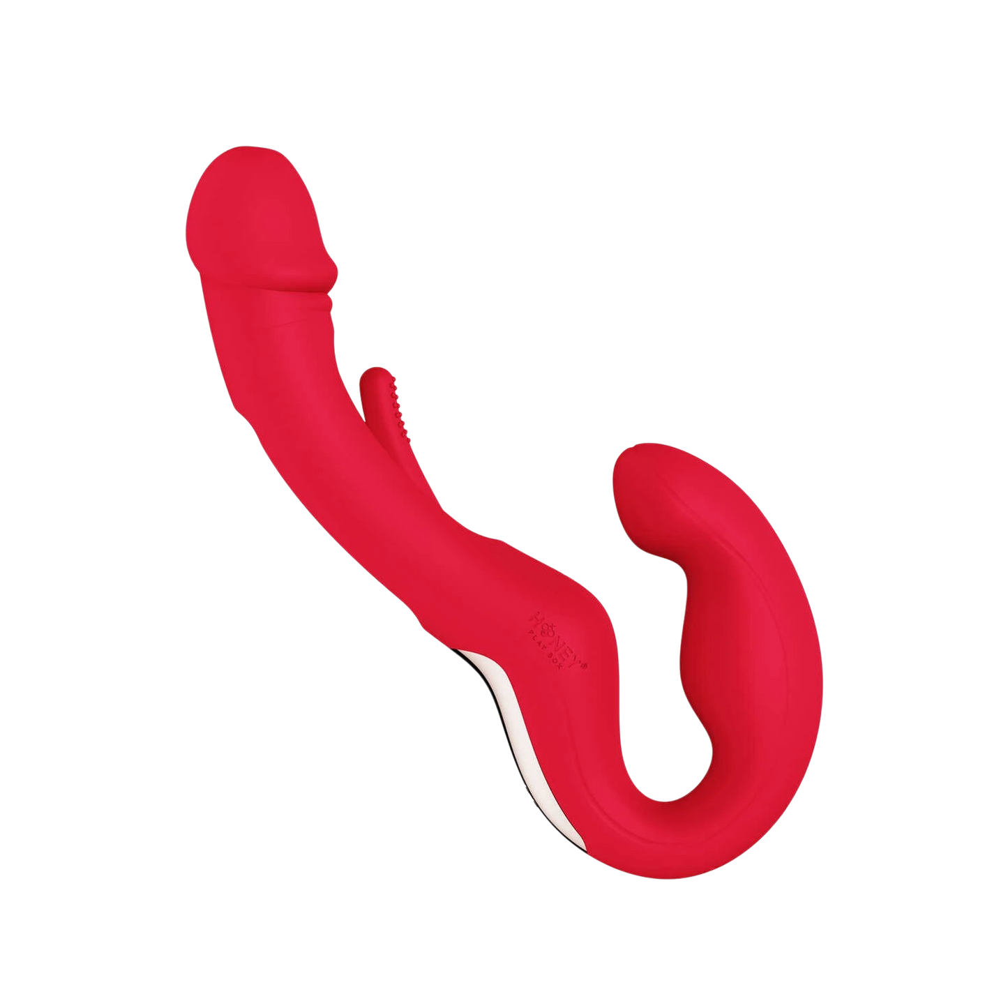 Gode double Harmony Duo rouge avec partie externe et interne, silicone mat premium - Oh My God'Z