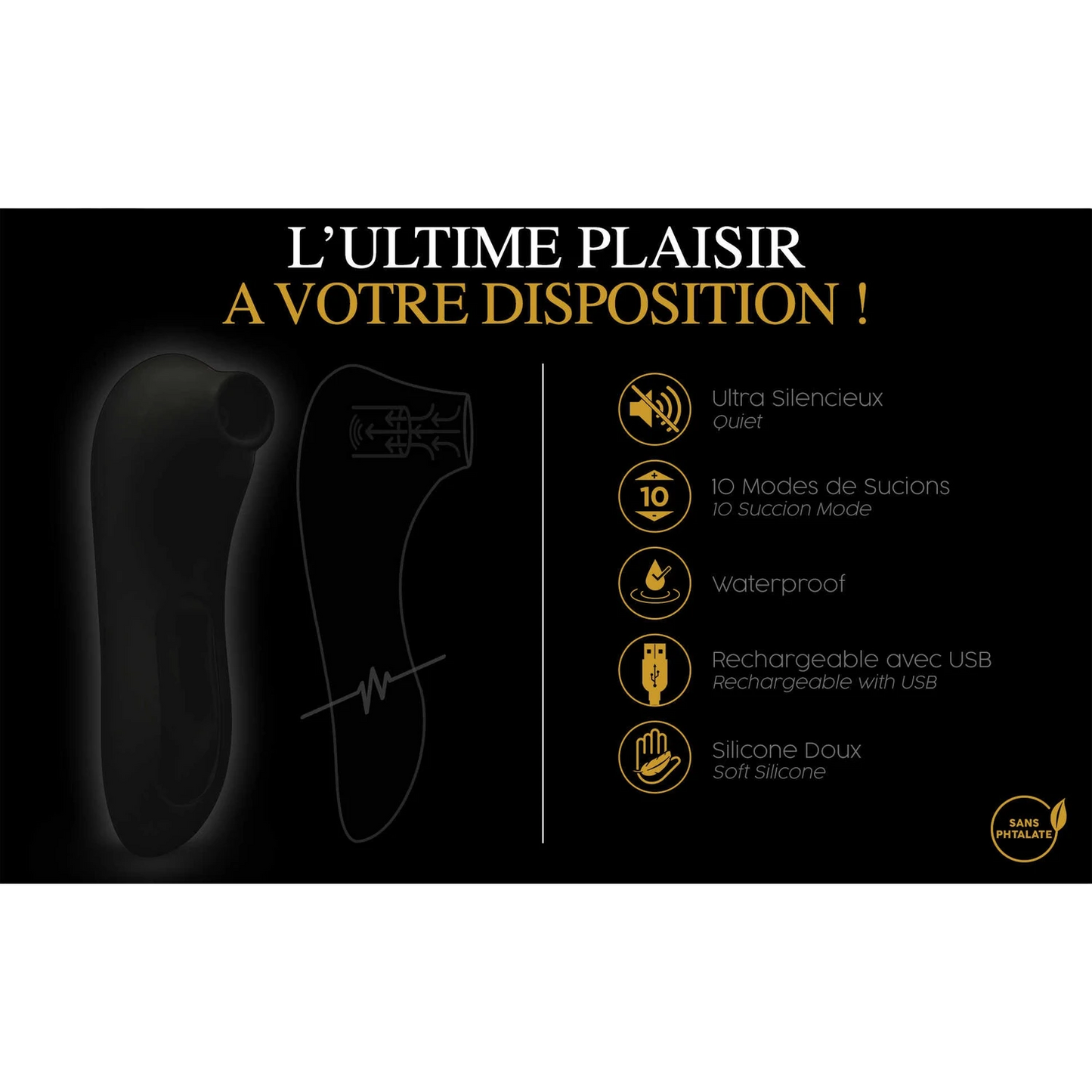 Caractéristiques Le Maxi : ultra silencieux, 10 modes, waterproof, rechargeable USB, silicone doux - Oh My God'Z