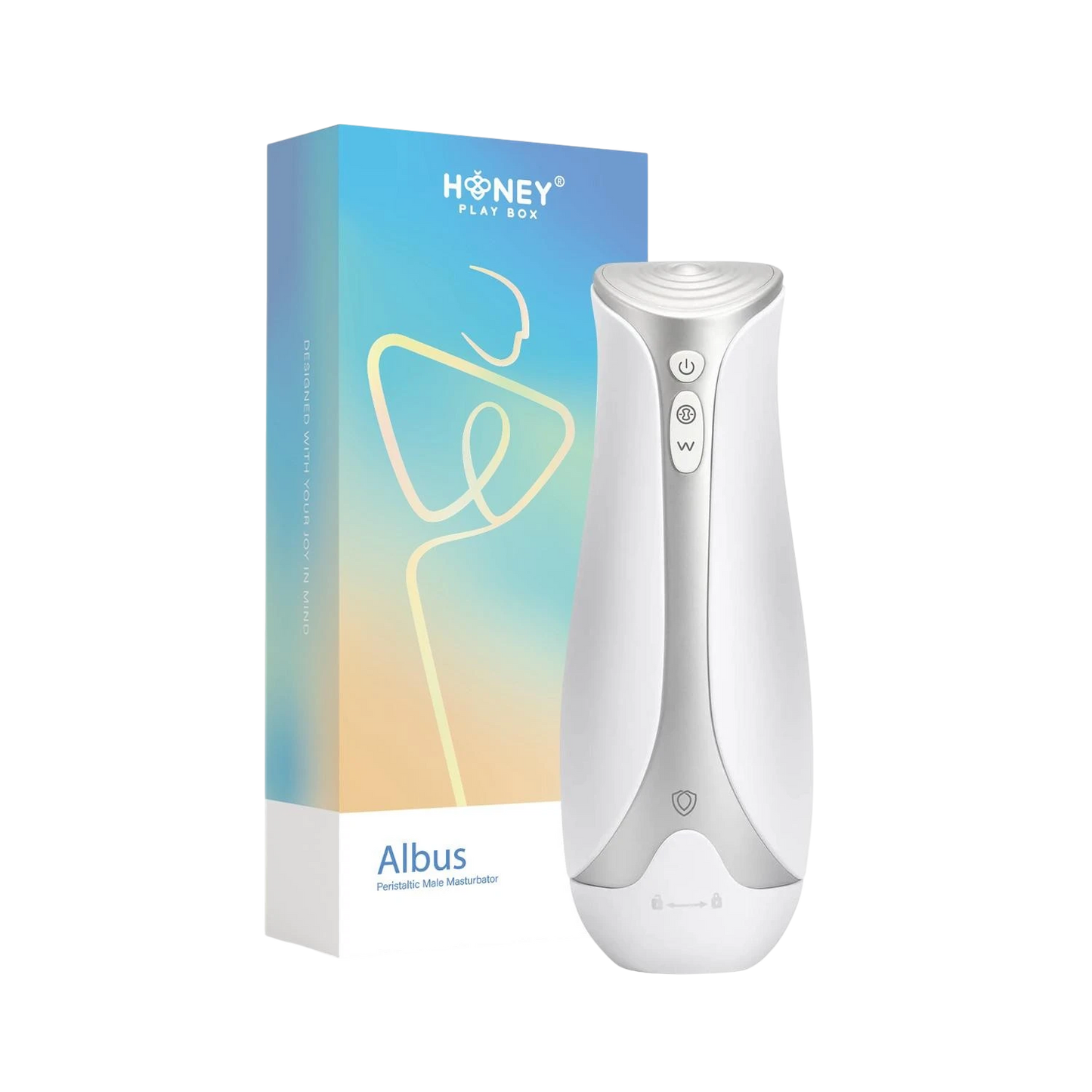 Masturbateur masculin Albus blanc avec boîtier et emballage Honey Play Box en dégradé bleu - Oh My God'Z