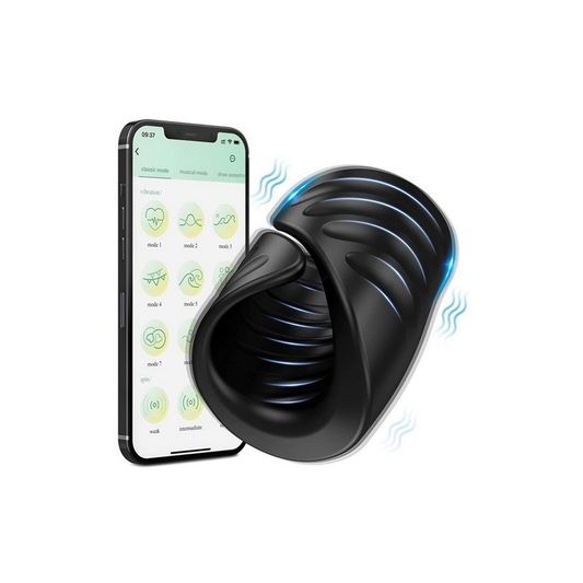 Masturbateur masculin connecte Erowave DIK, manchon vibrant noir pilotable par application - Oh My God'Z