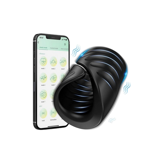 Masturbateur masculin connecte Erowave DIK, manchon vibrant noir pilotable par application - Oh My God'Z