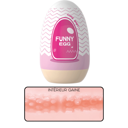 Masturbateur réutilisable Funny Egg rose motifs chevrons texture intérieure gaine douce TPE - Oh My God'Z