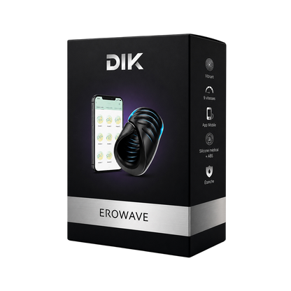 Boite noire du masturbateur masculin connecte Erowave DIK, gaine noire en silicone et application mobile - Oh My God'Z
