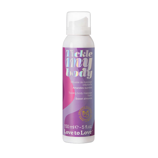 Flacon de mousse de massage crépitante Tickle My Body Love to Love fond blanc - Oh My God'Z
