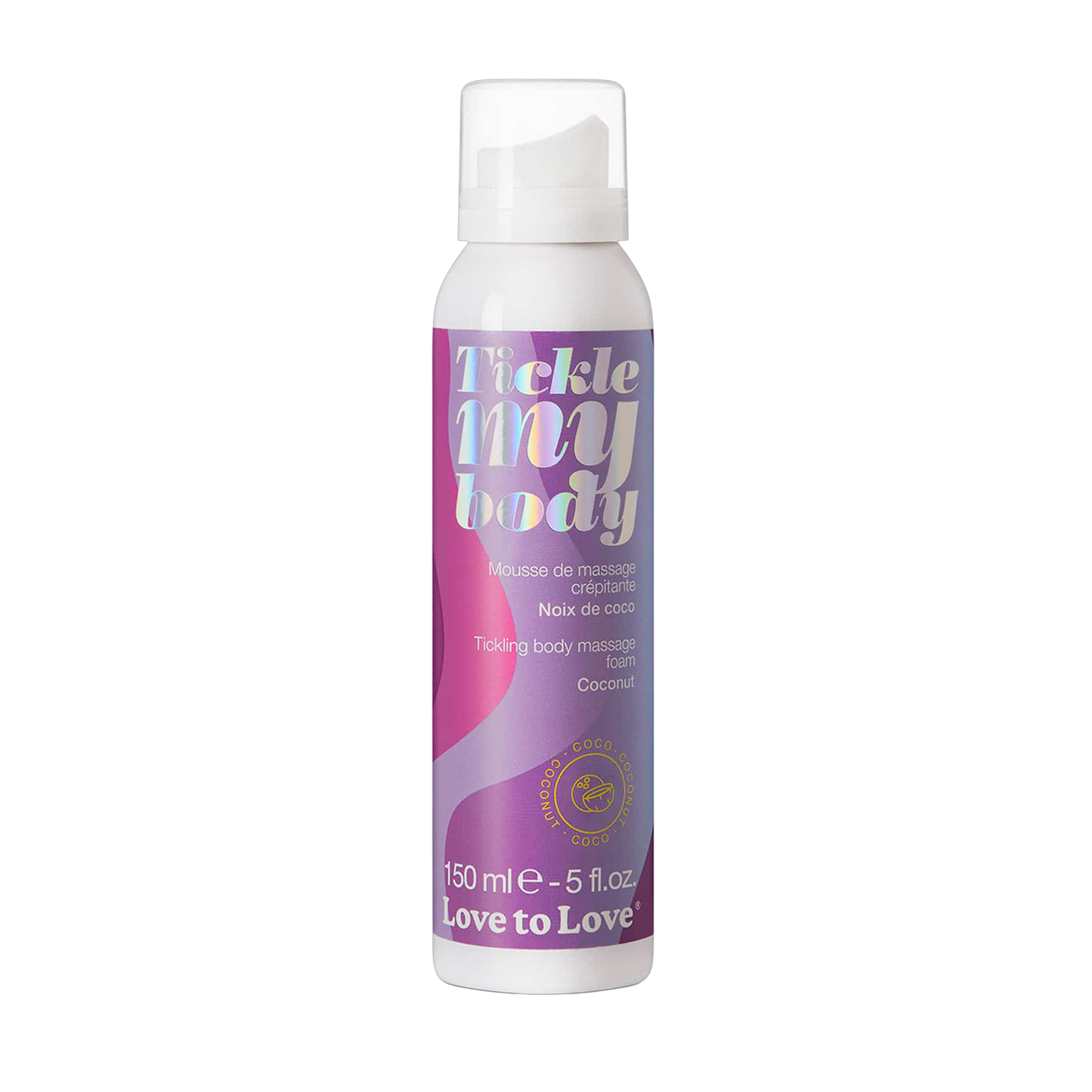 Flacon mousse de massage crépitante Tickle My Body parfum coco 150ml Love to Love - Oh My God'Z
