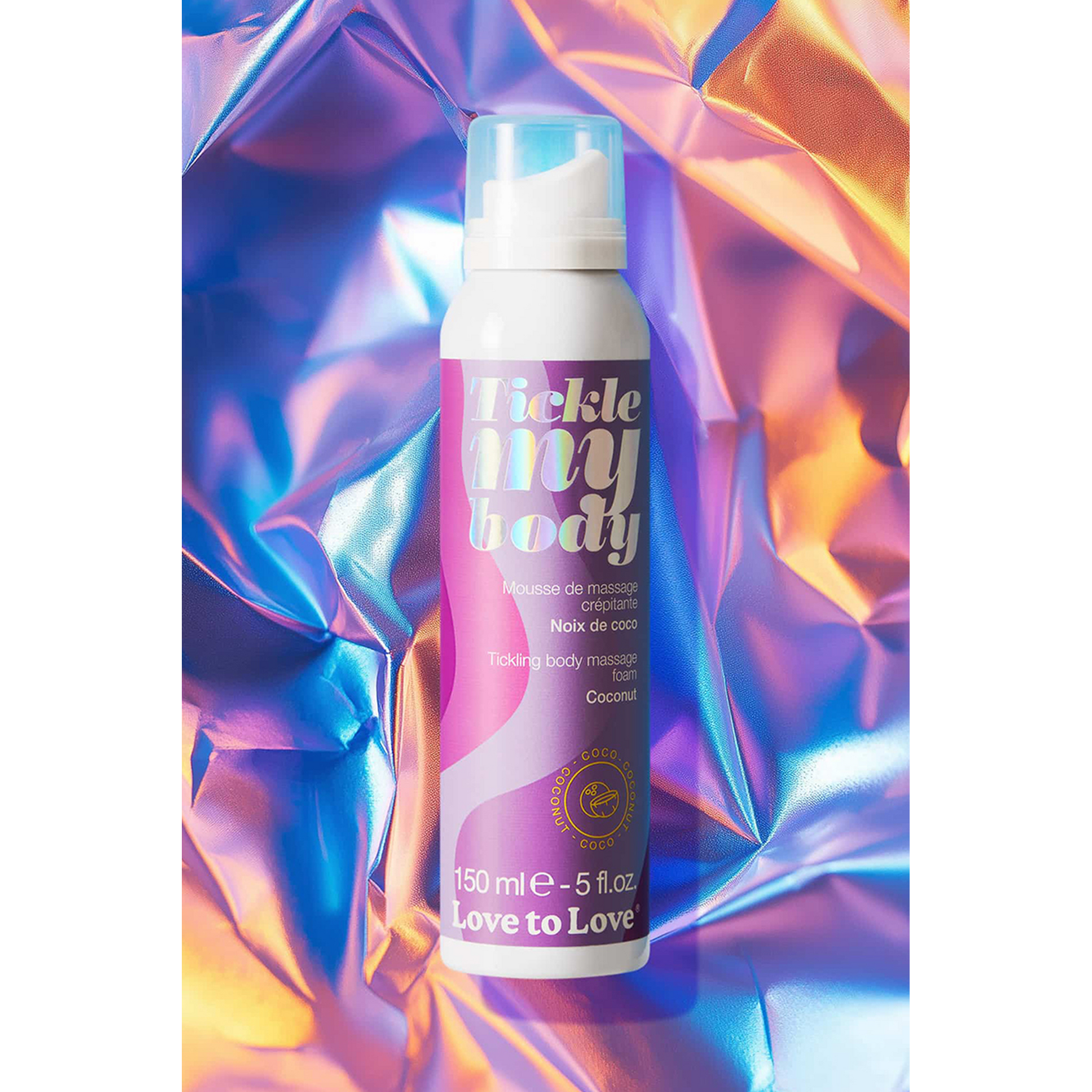 Mousse crépitante Tickle My Body coco sur fond holographique irisé - Oh My God'Z
