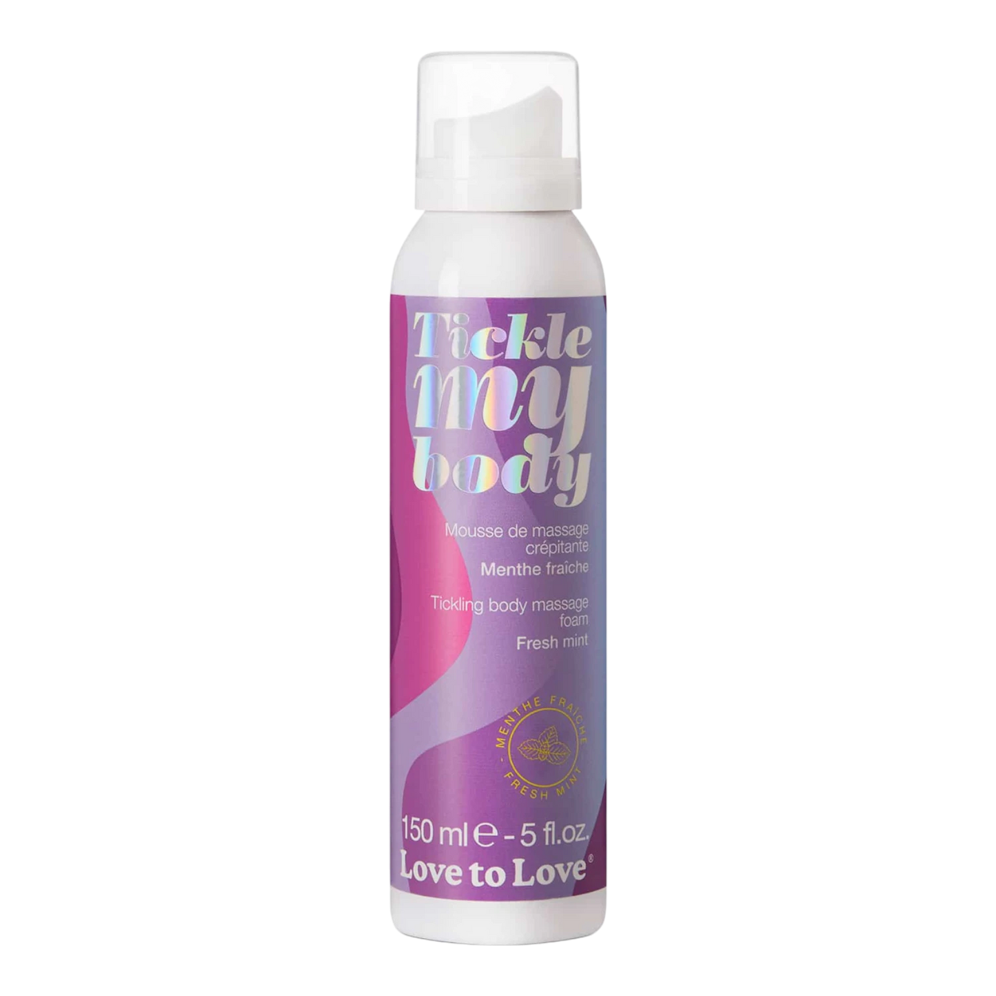 Mousse de massage crépitante Tickle My Body menthe fraîche, flacon blanc 150ml avec pompe - Oh My God'Z