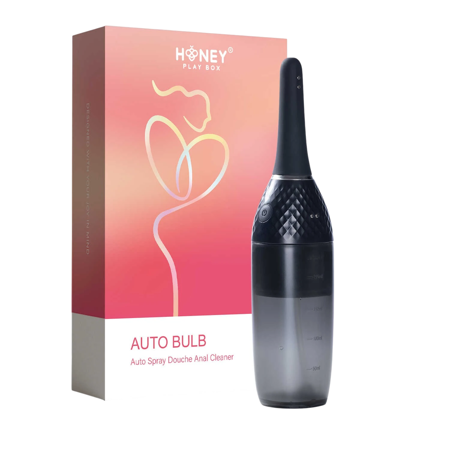 Nettoyeur anal automatique Auto Bulb noir avec reservoir transparent et packaging rose Honey Play Box - Oh My God'Z