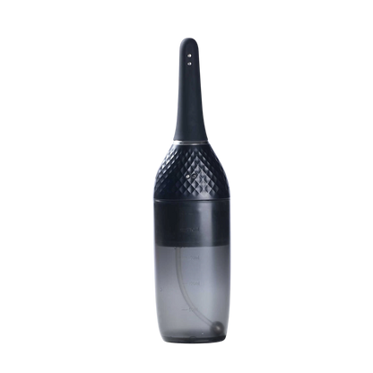 Lavement electrique Auto Bulb noir avec reservoir transparent gradué, vue de face sur fond blanc - Oh My God'Z