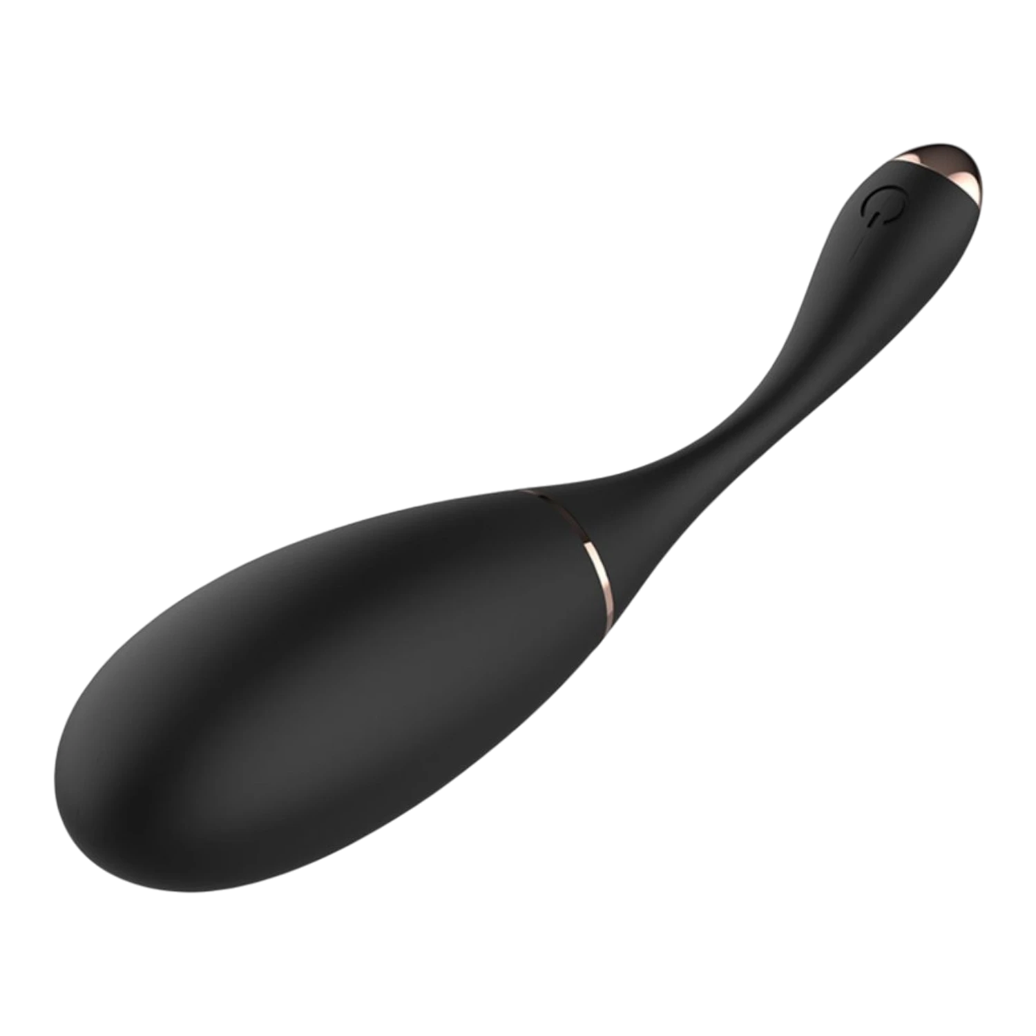 Œuf vibrant noir ergonomique en silicone avec embout rose gold et bouton de contrôle intégré - Oh My God'Z
