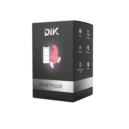 Packaging noir Secret Pulse DIK de face avec visuel de la culotte vibrante rose et smartphone connecte - Oh My God'Z