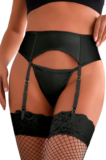 Porte-jarretelles wetlook avec string - noir - rouge - taille 36 au 46 - Oh My God'Z - sexy - érotique - femme - lingerie 