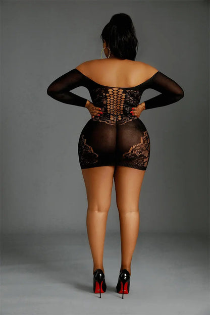 Oh My God'Z - Mini robe résille noir Queen Size - Moonlight N°07