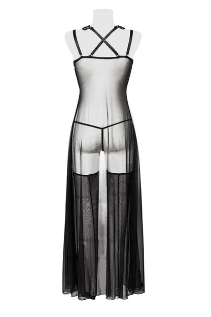Oh My God'Z - Set déshabillé tulle et dentelle 3 pièces - Grey Velvet - nuisette - string - bas