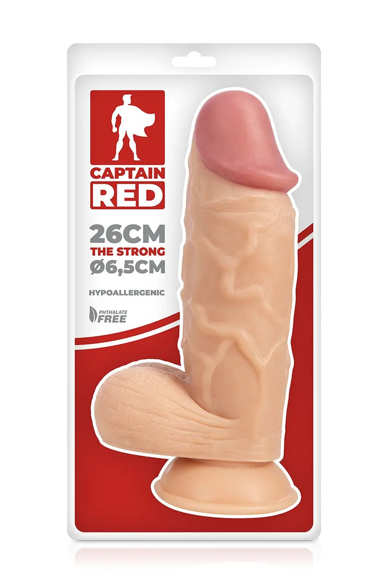 Oh My God'Z - Gode XXL The Strong 26 x 6,5 cm - Captain Red - godemiché - bdsm
