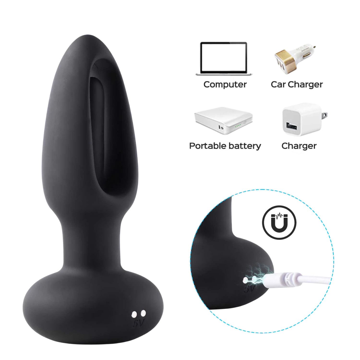 Plug anal vibrant Snuggy rechargeable USB avec cable magnétique, compatible tous appareils - Oh My God'Z
