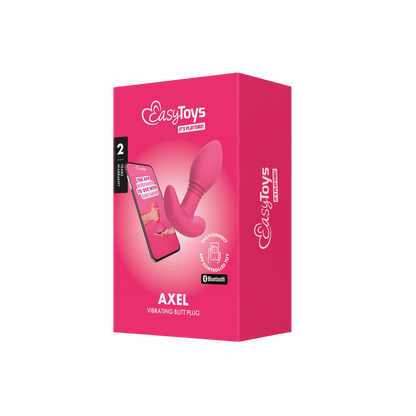 Boite rose EasyToys du plug anal vibrant connecte Axel EasyConnect, emballage Bluetooth avec visuel produit - Oh My God'Z