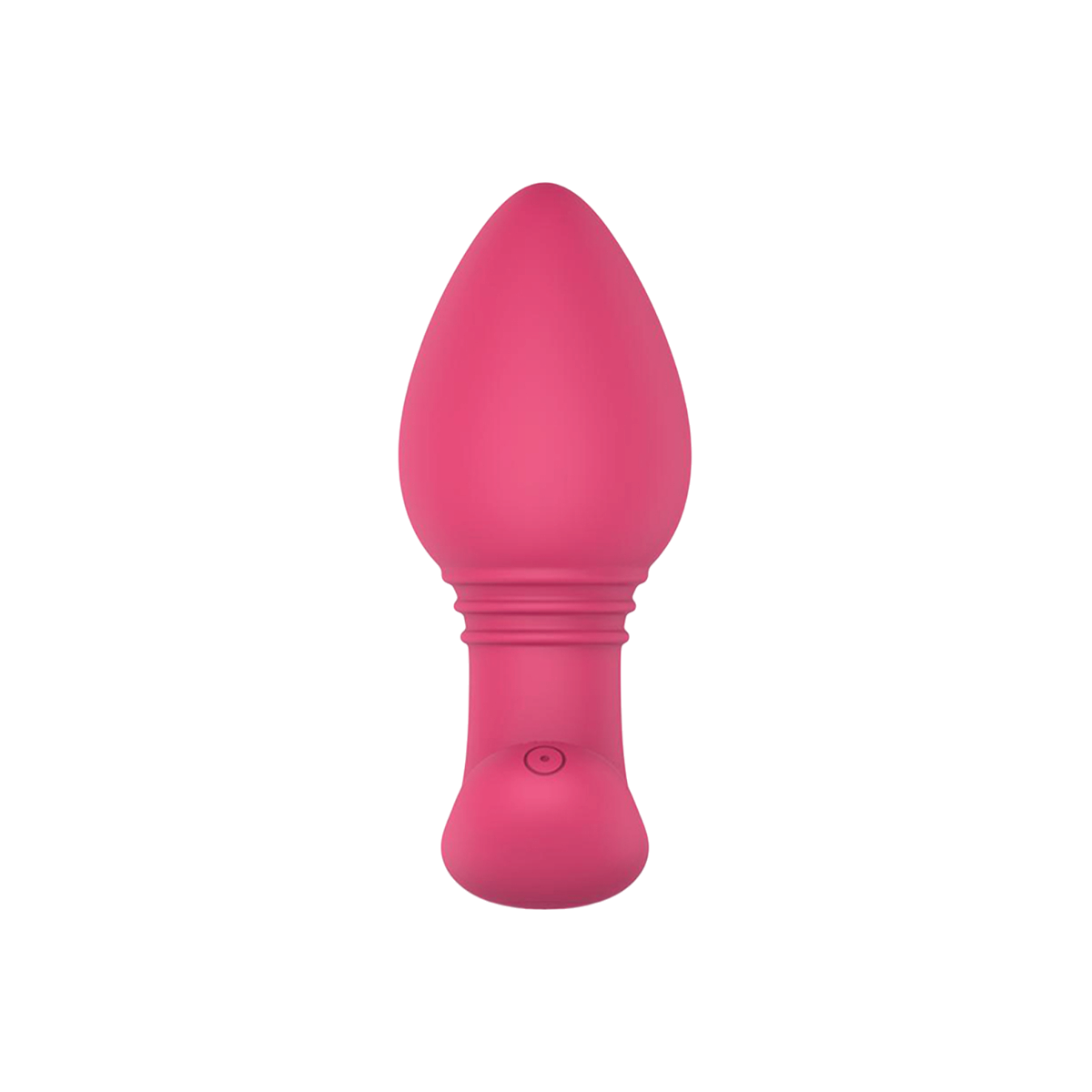 Plug anal connecte Axel EasyConnect rose en silicone, vue arriere montrant le bouton de commande - Oh My God'Z
