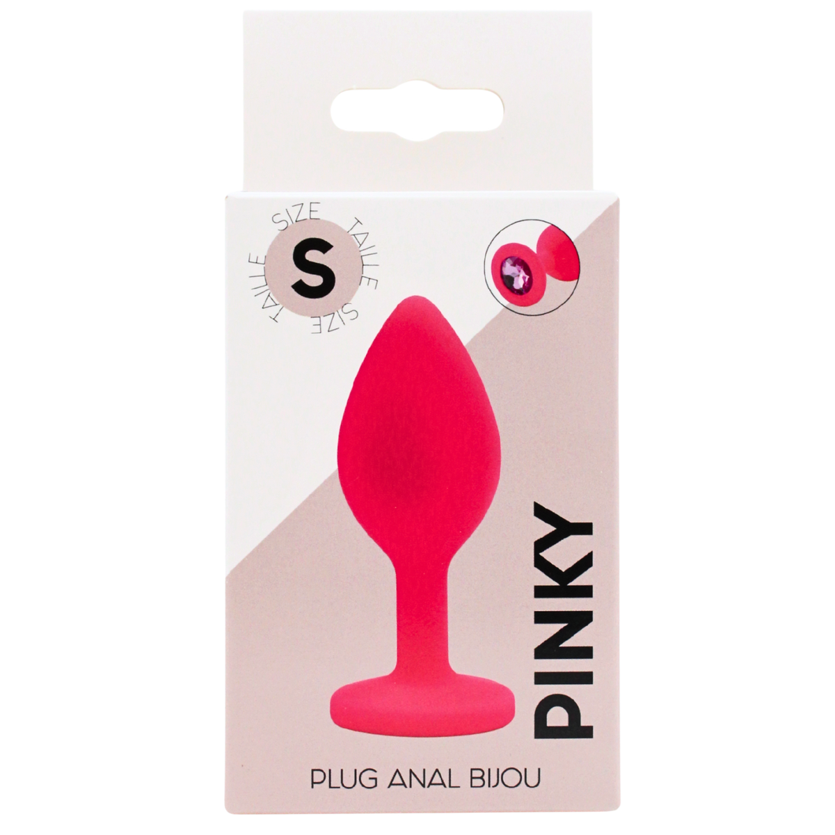 Boite du plug anal bijou rose taille S PINKY Coeur Ardent, emballage blanc et rose illustre - Oh My God'Z
