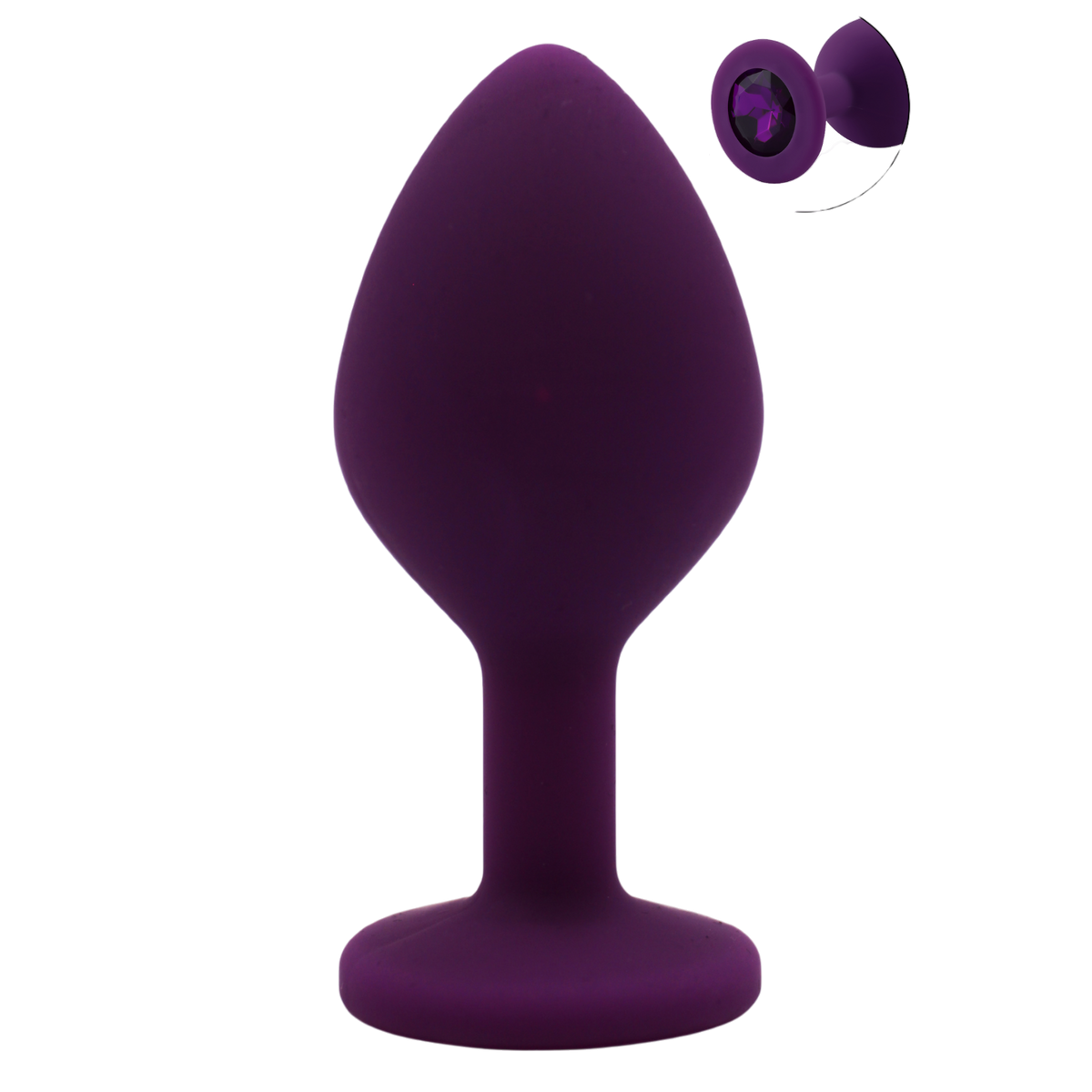 Plug anal bijou violet Purpy taille M en silicone medical avec cristal violet brillant sur la base - Oh My God'Z