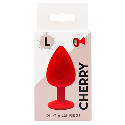 Boite du plug anal bijou CHERRY rouge taille L, packaging blanc Coeur Ardent plug anal bijou - Oh My God'Z