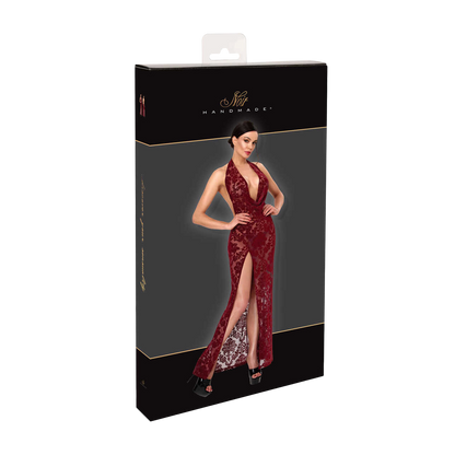 Emballage Noir Handmade de la robe longue Masquerade bordeaux en tulle floque transparent - Oh My God'Z