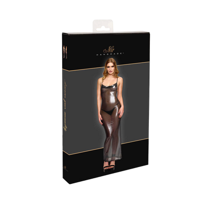 Emballage Noir Handmade de la robe longue Moondust en tulle transparent argente effet metallise - Oh My God'Z