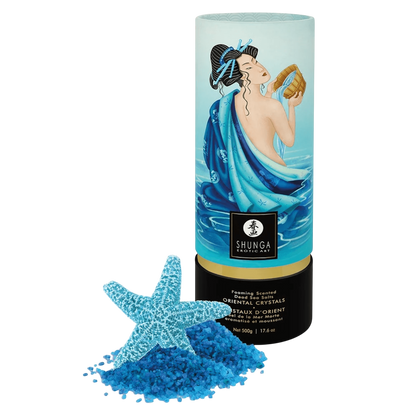 Sel de la mer Morte moussant Ocean de Tentations Shunga, cristaux bleus et etoile de mer, boite 500 g - Oh My God'Z