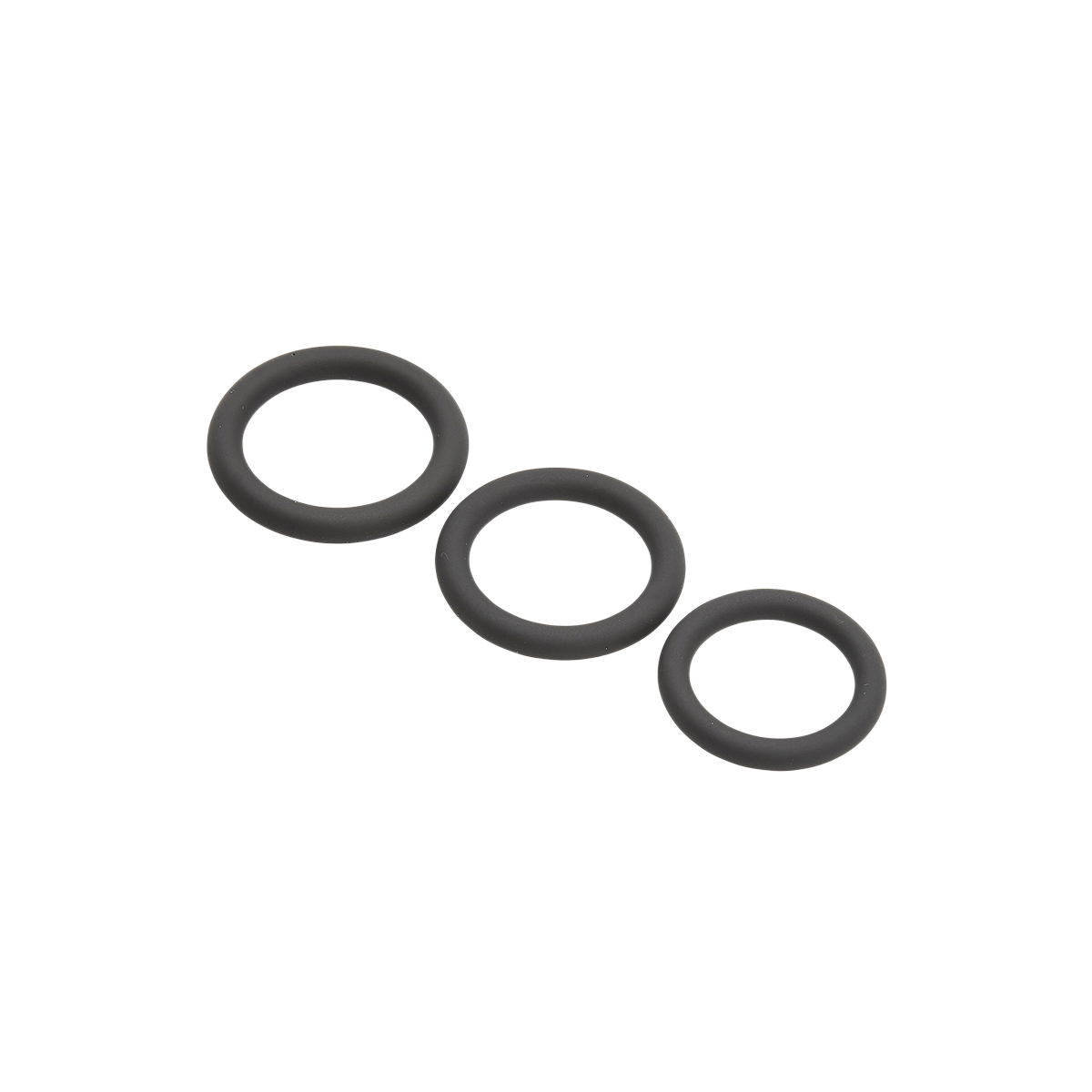 Set de 3 cockrings Les sublimes Jacquie et Michel en silicone noir, anneaux de tailles degressives - Oh My God'Z